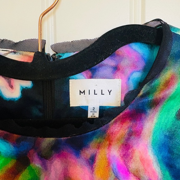 MILLY Italian Fabric Abstract Sheath Dress Size 2 | Designer Cocktail Dress - Picture 2 of 6